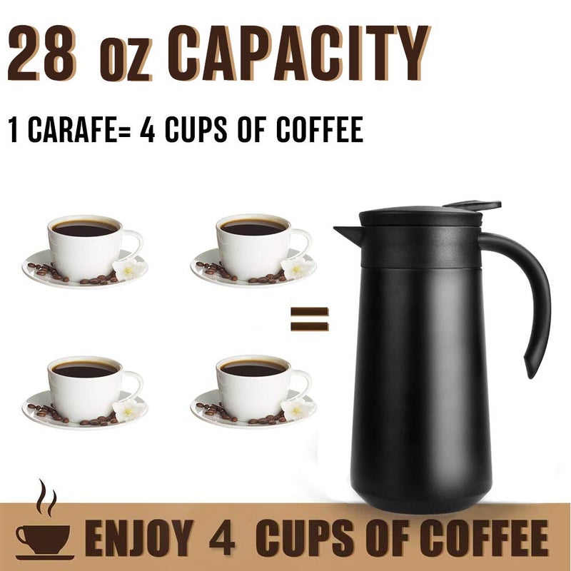 GearRoot 28oz Coffee Carafe Airpot Insulated Coffee Urn Stainless Steel Vacuum Thermal Pot Flask for Coffee, Hot Water, Tea, Hot Beverage - Keep 9 Hours Hot, 18 Hours Cold - Image 4